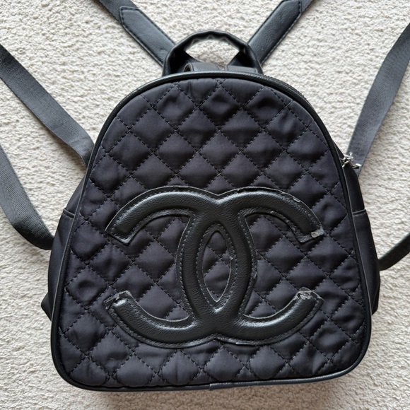 Quilted Black Logo Backpack Women\'s Bag Leather Fabric Bag Back Pack Purse Tote main image 7